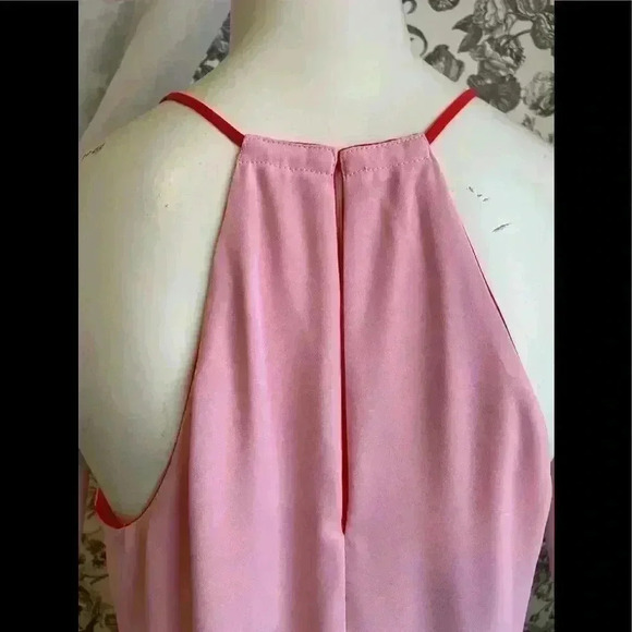 Neon Reversible Crepey Halter Tank Top Pink Orange Women’s Size Medium - Picture 7 of 11